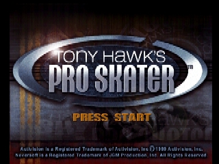 Tony Hawk's Skateboarding title screen for Nintendo 64